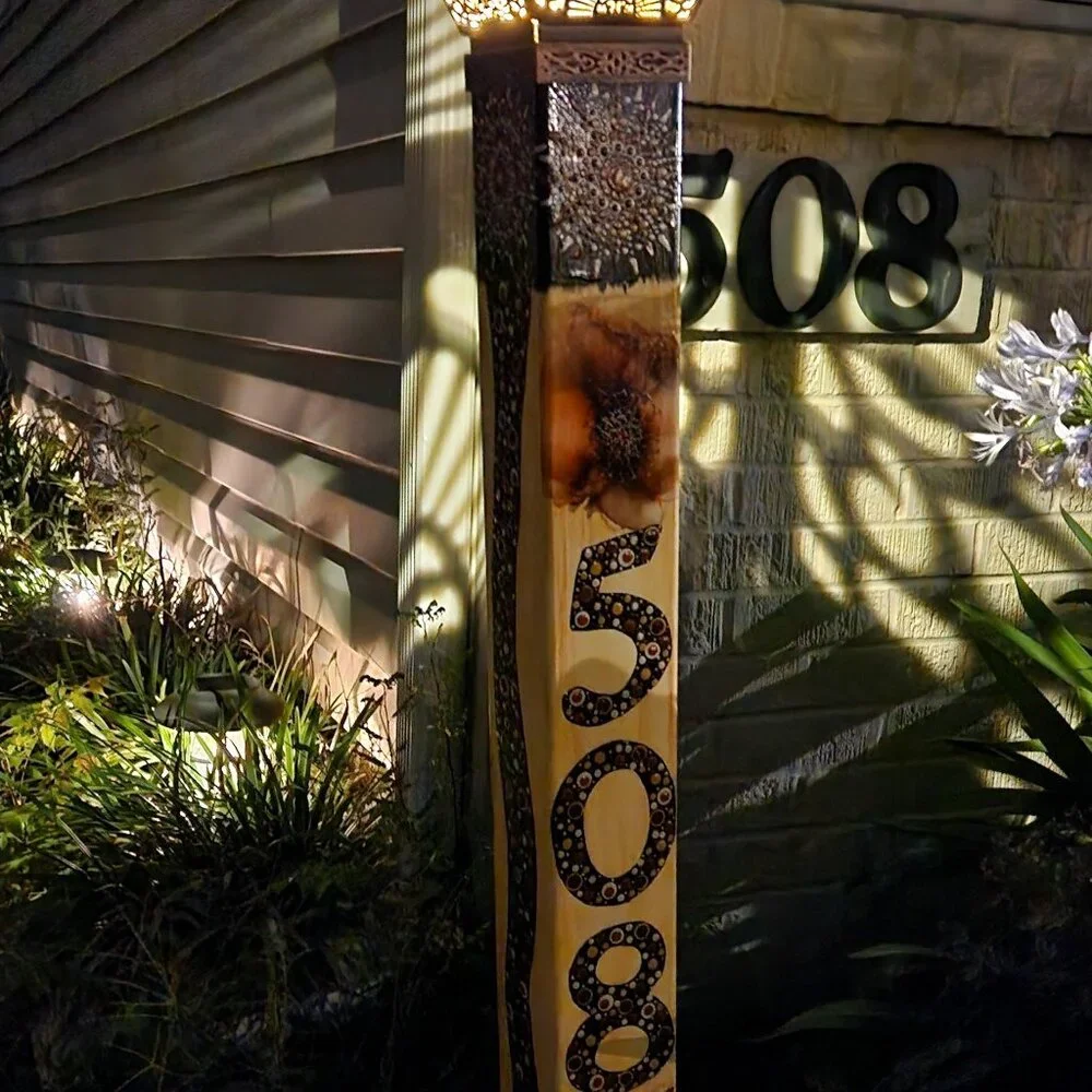 Garden Peace Pole Hand Painted Solar Light and Wire Stand Customized Yard Art